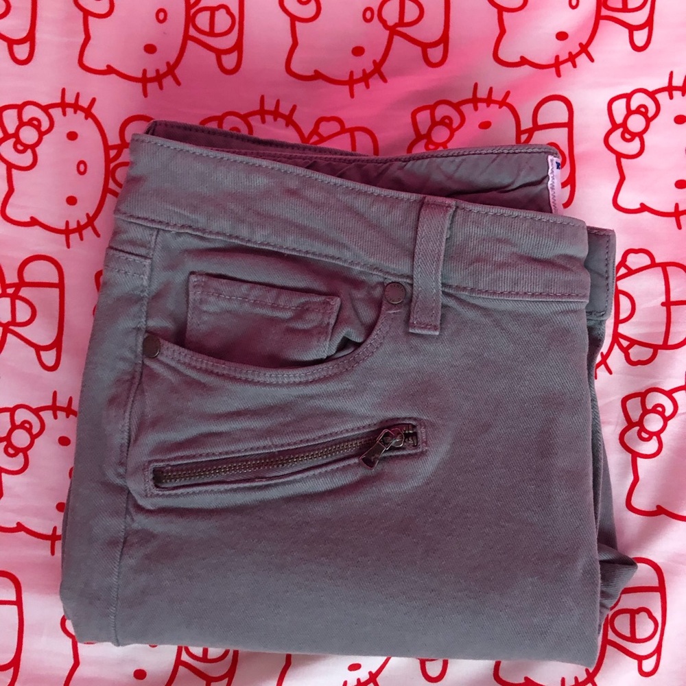 PAIGE Girls Gray Stretch Jeans with Zipper Pocket